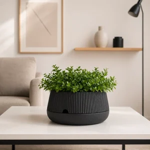 tanuki™ – vaso decorativo baixo em faiança com drenagem inteligente