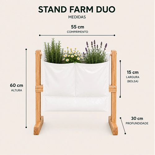 dimensões e compatibilidade stand farm trio