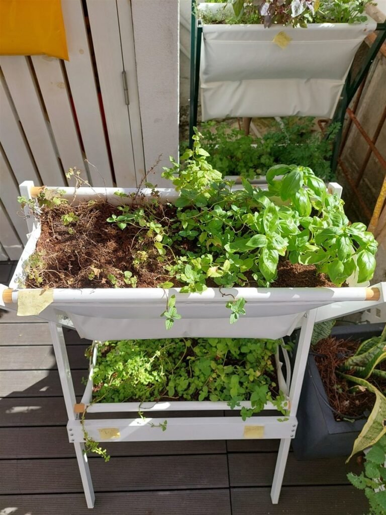 Farm Duo branco com hortícolas nos dois níveis — Grootpots